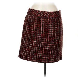Loft Red Black Tweed Pencil Skirt Formal Size 2 NWOT